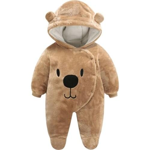 2019 New Baby Boy Girls Clothes Winter Cotton Newborn Toddler Baby Rompers Hooded Cute Bear Infant Snowsuit Jumpsuits 0-12 Month