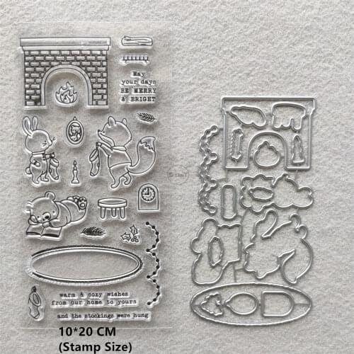 2021 New Fox Rabbit Bear Clear Stamps and Metal Cutting Dies DIY Scrapbooking Embossing Album Seal Template Punch Stencils