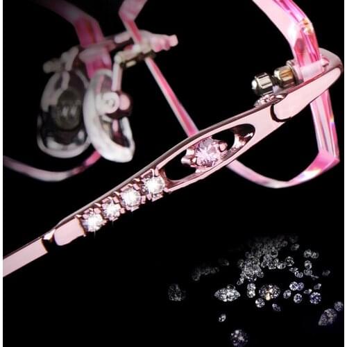Free Shipping Customized Diamanted Rimless Optical Eyeglasses Women