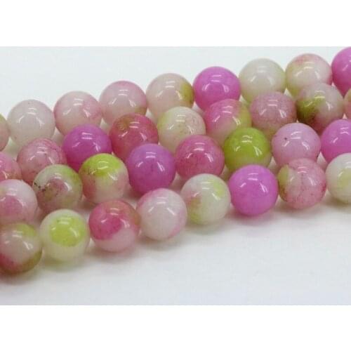 Wholesale!Double color chalcedony pink&green loose beads 8mm 15" DIY stone suitable for making design fashion gift