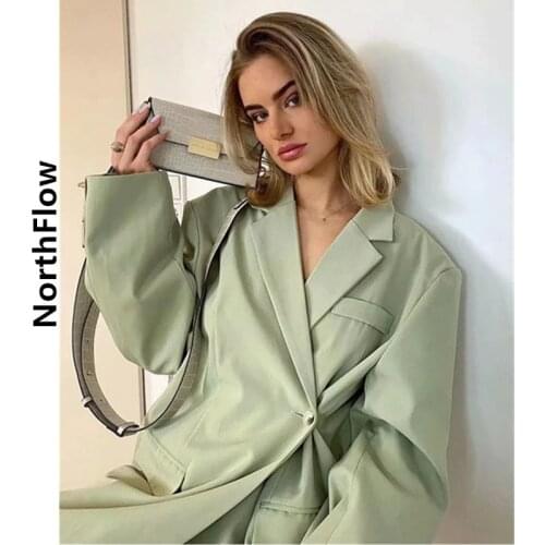 Northflow 2021 Autumn Blazer Women England style Loose Solid Asymmetric Button Blazer Feminino Femme Women Blazers and Jackets