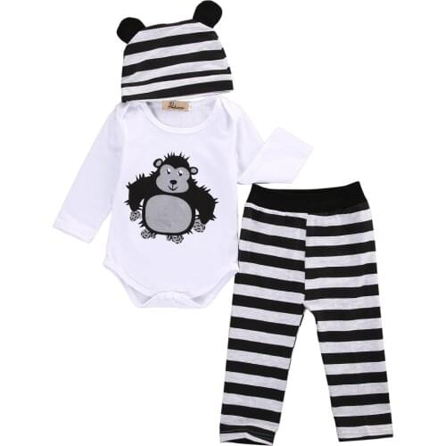 Citgeett Autumn New baby boy clothing set fashion cotton long-sleeved romper+ pants+hat 3pcs newborn baby boy clothes set