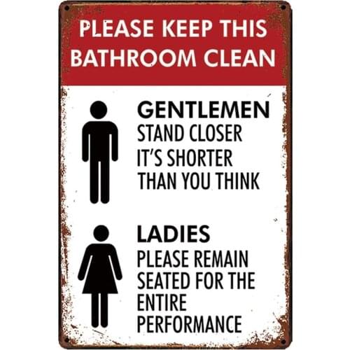 Please Keep This Bathroom Clean Poster Funny Art Decor Vintage Aluminum Retro Metal Tin Sign Painting Decorative Signs 20x30cm