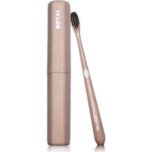 Degradable material,small brush head bamboo charcoal wire Japanese couple adult wheat straw, tube gift toothbrush