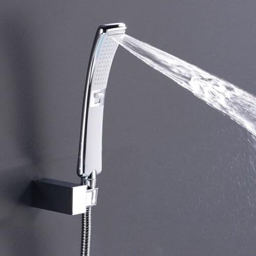 Hand Held Shower Head 2 Function Waterfall Sprayer Water Saving High Pressure ABS Square Shower Head Bath Shower Accessories
