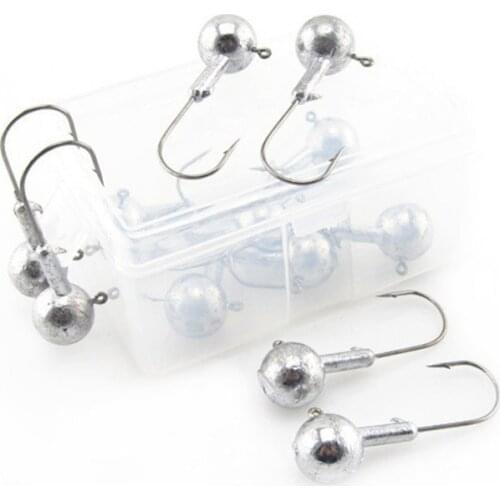 50Pcs Jig Head Fishing Hook 1g - 20g Silver Buzz Lead Jigs Head Hooks for Soft Lure Bait Metal Jigging Sharp Hook Fishhooks T45