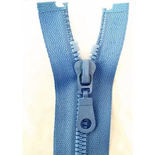 2pcs, 5 # 25cm (10inch) Lake Blue Detachable Rubber Zipper with Open End Automatic Eco Lock Plastic Zipper for Sewing Suit