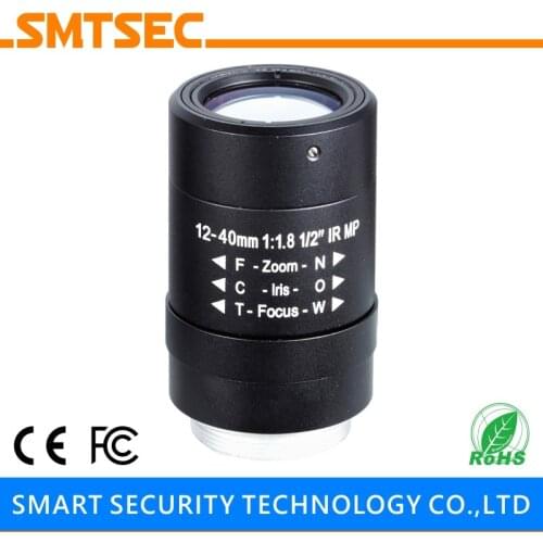 SMTSEC HD 5MP 12~40mm Manual Zoom Varifocal Lens 1/2" F1.6 CS Mount Lens for HD CCTV Security IP Camera