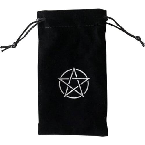 Tarot Storage Bag Velvet Pentagram Drawstring Candy Bag Pouch Embroidery Drawstring Package For Tarot Deck Storage And More