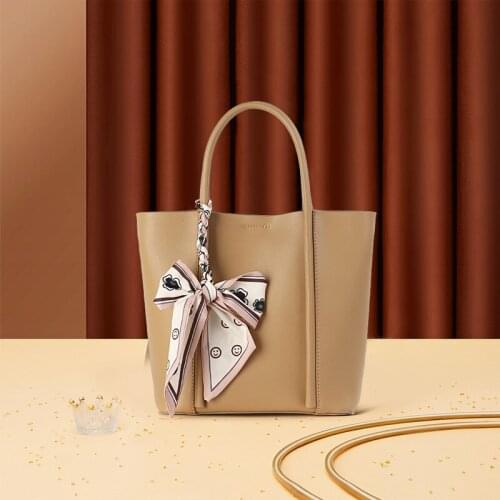 Simple Fashion Women Purses Solid Color Leather Shoulder Strap Bag Cowhide Bucket Compound Bag Vintage Japan Style Handbags