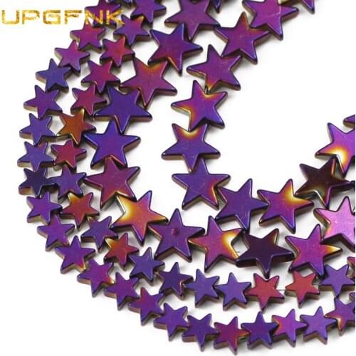 UPGFNK Natural Stone Purple Pentagram Star Hematite Beads 4/6/8/10mm Spacer Loose Beads For Jewelry Making DIY Bracelet necklace