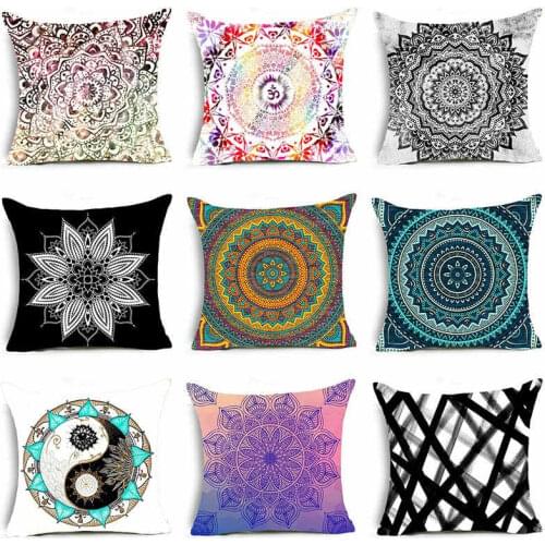 Vintage Bohemian Mandala Polyester Pillow Case Office Sofa Waist Cushion Cover Home Decor