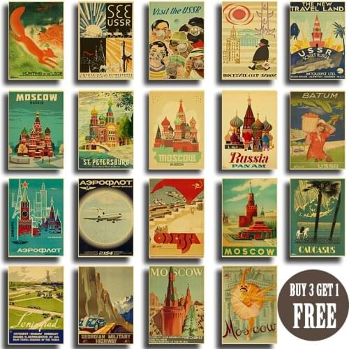 Vintage USSR CCCP Soviet Travel Poster Kraft Paper Prints Home Room Decor Art Painting Wall stickers