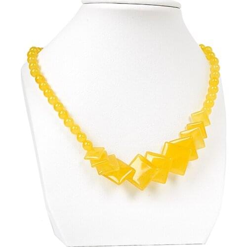 Yellow Chalcedony 6-19mm Square Pendants Necklace Handmade DIY Design Jewelry Women Clothing With Festival Birthday Gifts 18"