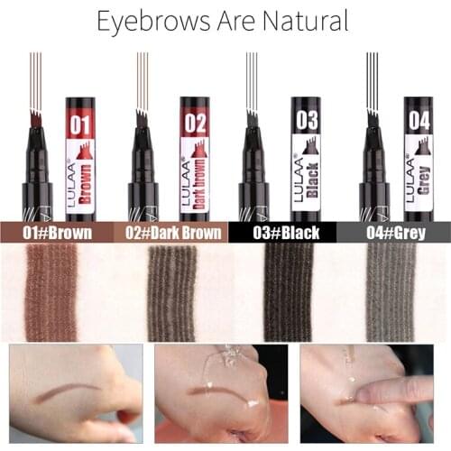 Women Liquid Eyebrow Pen 4 Fork Tip Sketch Makeups Waterproof Long Lasting Naturally Smooth And Easy To Color