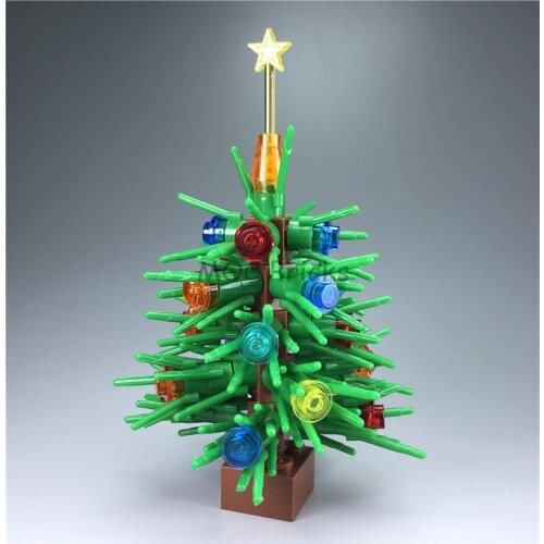 2sets/lot MOC Bricks Plant DIY Custom Christmas Tree Gift Forest Educational Building Blocks Figure kid Dolls Toys for children