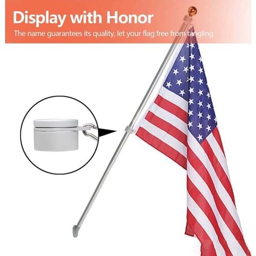 2 Pack Rustproof Flag Pole Rings Clip Flagpole Anti Wrap Kit with Carabiner