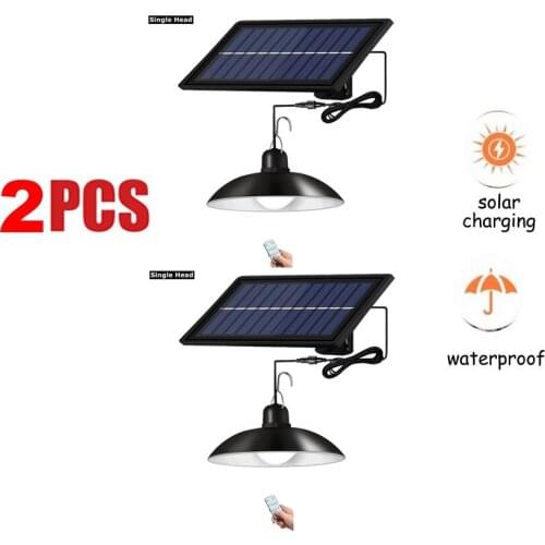 2pcs remote 30 led 2 head Retro Lampshade Waterproof Storage Room Shed Lamp Balcony Solar Pendant Lights Garden Wide Adjustable