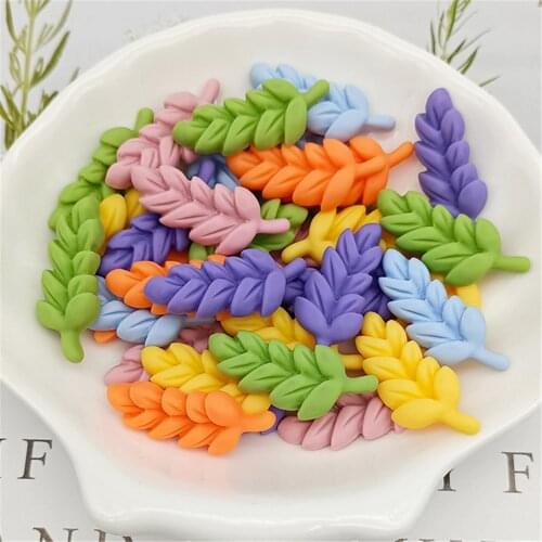 20pcs Resin Mix Acrylic Plastic Frosted leave Beads Resin Tree Leaves Flatback Beads Fit Phone Jewelry DIY Craft Accessories