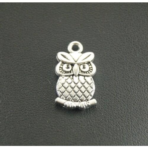 30 pcs Silver Color Owl Charms pendant DIY Metal Bracelet Necklace Jewelry Findings 17x12mm A269