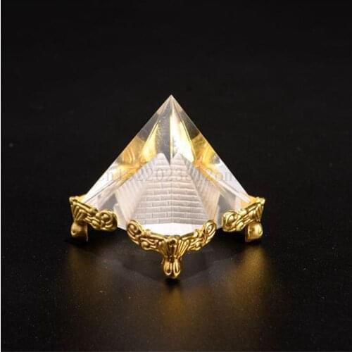 4.5CM Natural Transparent Crystal Pyramid Miniature Figurines Laser Engraved Ornaments Clear Reiki Healing Home Decoration Gifts