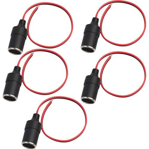 5 Pieces 12v 24v Heavy Duty Female Cigarette Lighter Converter Cable with Cigarette Lighter Socket for Cars Trucks 1 feet