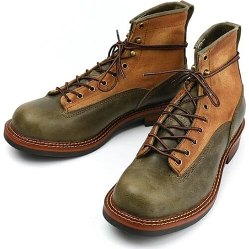 High Quality Vintage Men Boots Handmade Cow Leather Casual Shoes Autumn Winter British Motorcycle Boots Round Toe Ankle Boots