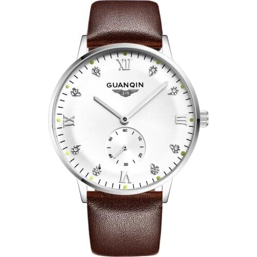 2020 Guanqin GJ16016 Creative watch mens special design luxury leisure Watch Leather Strap waterproof relegio masculine