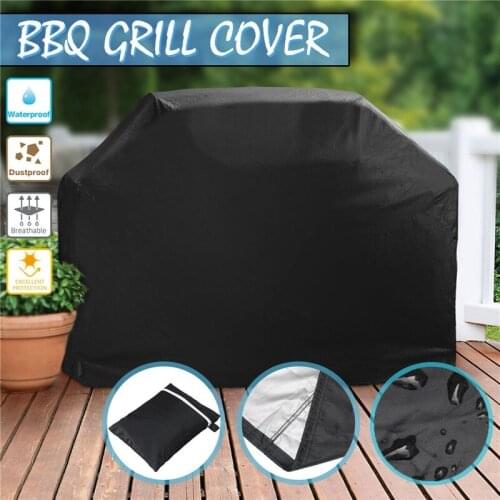 Waterproof Anti-Dust BBQ Grill Cover Heavy Duty Rain Protective Barbecue Cover Outdoor Garden7 Size Black Color BBQ Accessories