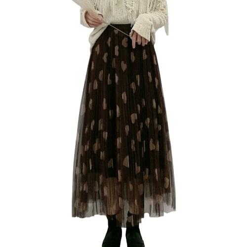 Women Elastic Waist Tulle Midi Skirt High Waist Floral Print Mesh A Line Maxi Skirt Stitching High Waist Pleated Skirt