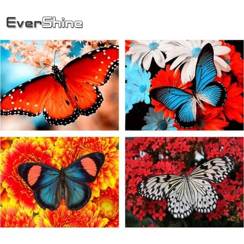 Evershine 5D Diamond Painting Full Square Butterfly Cross Stitch Flowers DIY Mosaic Embroidery Sale Home Decoration