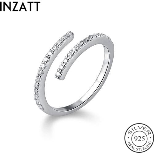 INZATT Real 925 Sterling Silver Zircon Geometric Adjustable Ring For Women Party Fine Jewelry Minimalist Accessories Gift