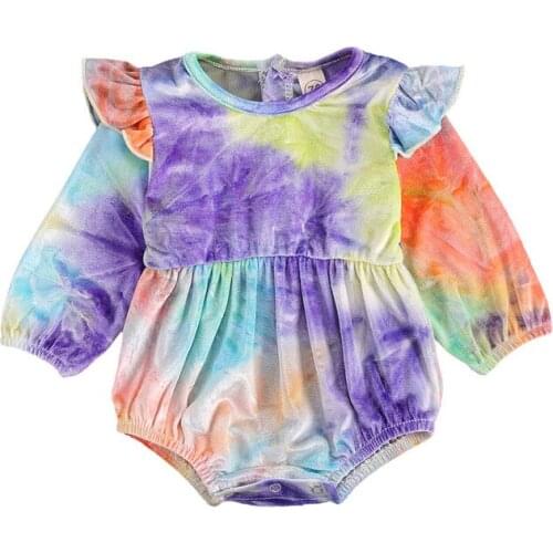 0-24M Newborn Kid Baby Girl Clothes long Sleeve Tie Dye Bodysuit Elegant Cute Sweet Jumpsuit Lovley Autumn Winter Outfit