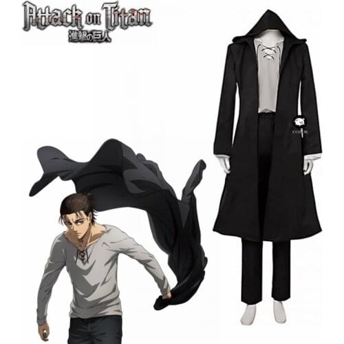 Attack on Titan Cosplay Jaeger Eren Cosplay Costume The Final Season Uniform Wig Black Coat Anime Women Men Halloween Carnival