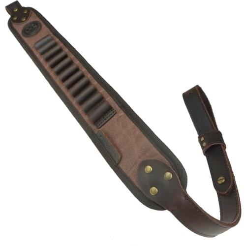 Hunting Gun Accessories Tactical Rifle Sling Leather Shotgun Strap Ammo Shell Holder Bindings Shoulder Pad 33.5" to 41.5"