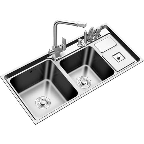 SUS304 Stainless Steel Kitchen Sinks Double Bowl Thickness Kitchen Sink Above Counter or Udermount Sinks Vegetable Washing Basin