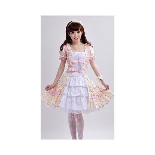 LLT037) Lolita Dresses Short Sleeve Sweet Lolita Short Dress Ball Gown Fancy Prom Dress Halloween Party Masquerade Costume