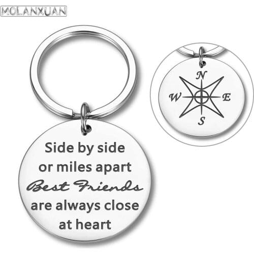 Best Friends Keychain for Teen Girls Long Distance Friendship Gifts for Women Birthday Sisters Gifts for Best Friend BFF Keyring