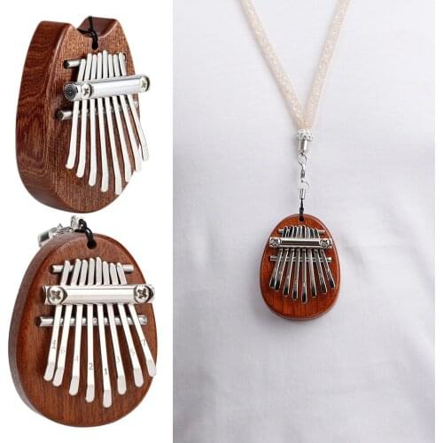 8 Keys Kalimba Thumb Piano Pendant Solid Wood Mini Kalimba Can Play Great Sound Gifts Hanging Ornament for Friends