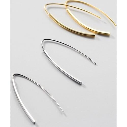 Minimalist 1pair Real. solid 925 sterling silver jewelry glossy “U” hook ear earrings charm GTLE2746