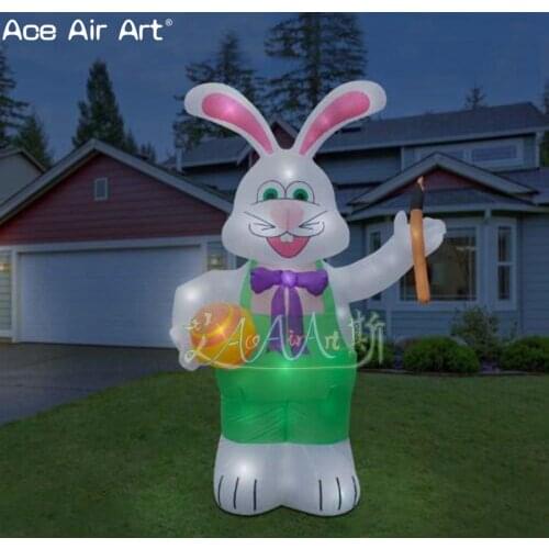 Easter yard inflatable rabbit decoration model,lighting green inflatable bunny with Easter egg for sale