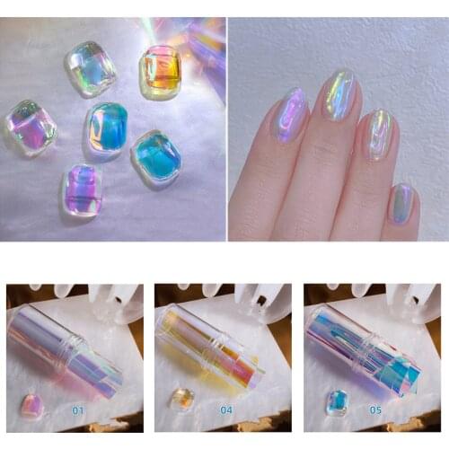 Nails Glass Foil Film Sticker Glitter Cellophane Sequins Paper Korean Nail Trend Design Ice Cube Manicure Decoration Nail Art