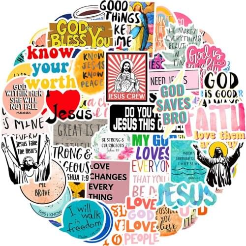10/50PCS Jesus Christians Religion Sayings Stickers Skateboard Suitcase Freezer Graffiti Luggage Motorcycle DIY Cool Sticker