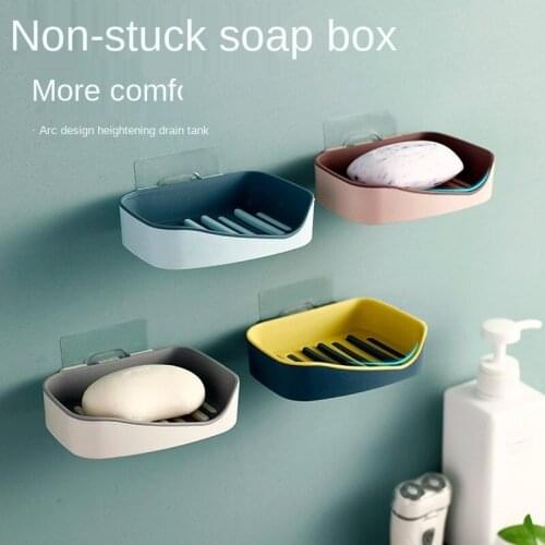 Soap Rack No Drilling Wall Mounted Double Layer Soap Holder Soap Sponge Dish Bathroom Accessories Soap Dishes Self Adhesive