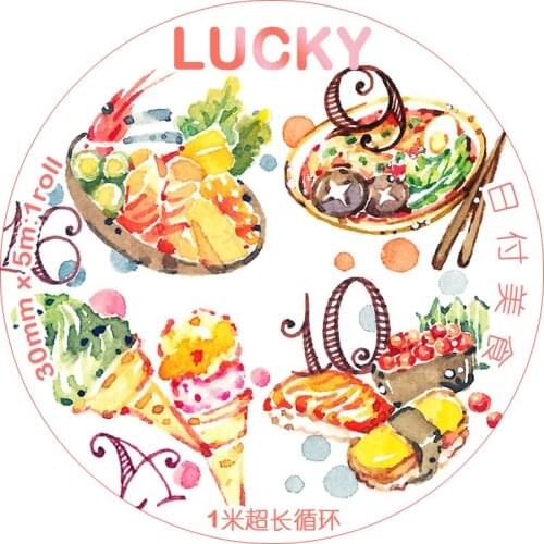 2020 New Arrival Daily Delicious Food Washi Tapes Bullet Journal Masking Tape Adhesive Tape DIY Scrapbooking Washi Stickers