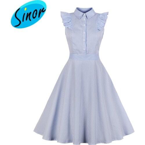 Autumn/Summer 2018 Large size womens striped lotus leaf side shirt slim retro grand dress 1670 banquet dress