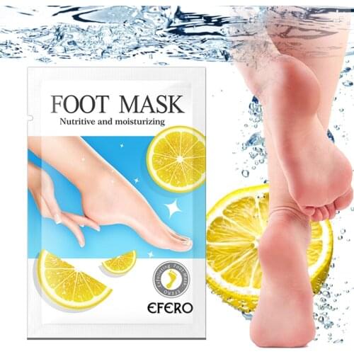 EFERO 6Packs Whitening Exfoliating Foot Mask Remove Dead Skin Lemon Foot Peeling Mask for Legs Pedicure Socks Foot Patch