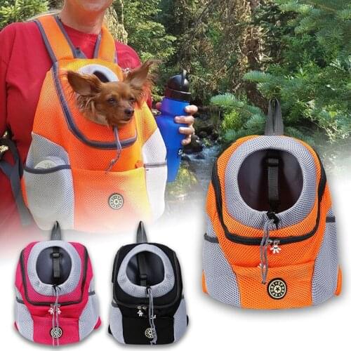 Small Medium Dog Outdoor Double Shoulder Portable Travel Dogs Backpack Pet Puppy Carrier Bag Pets Front Bag Mesh Backpack Head