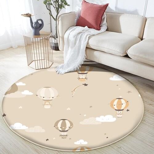 Dropsjipping Simple and Cute AnimalPattern Flannel Carpet Non-Slip Round Carpet Bedroom Living Room Decor Carpet Alfombra