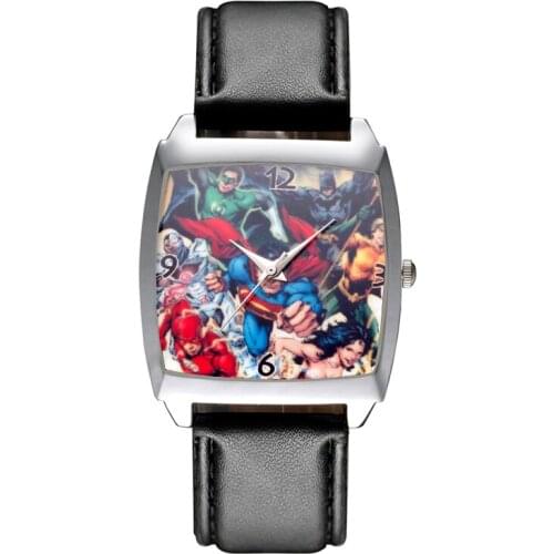 Cartoon style Rectangle dial Childrens Womens Kids Student boys girls Quartz Leather Wrist Watch JD36